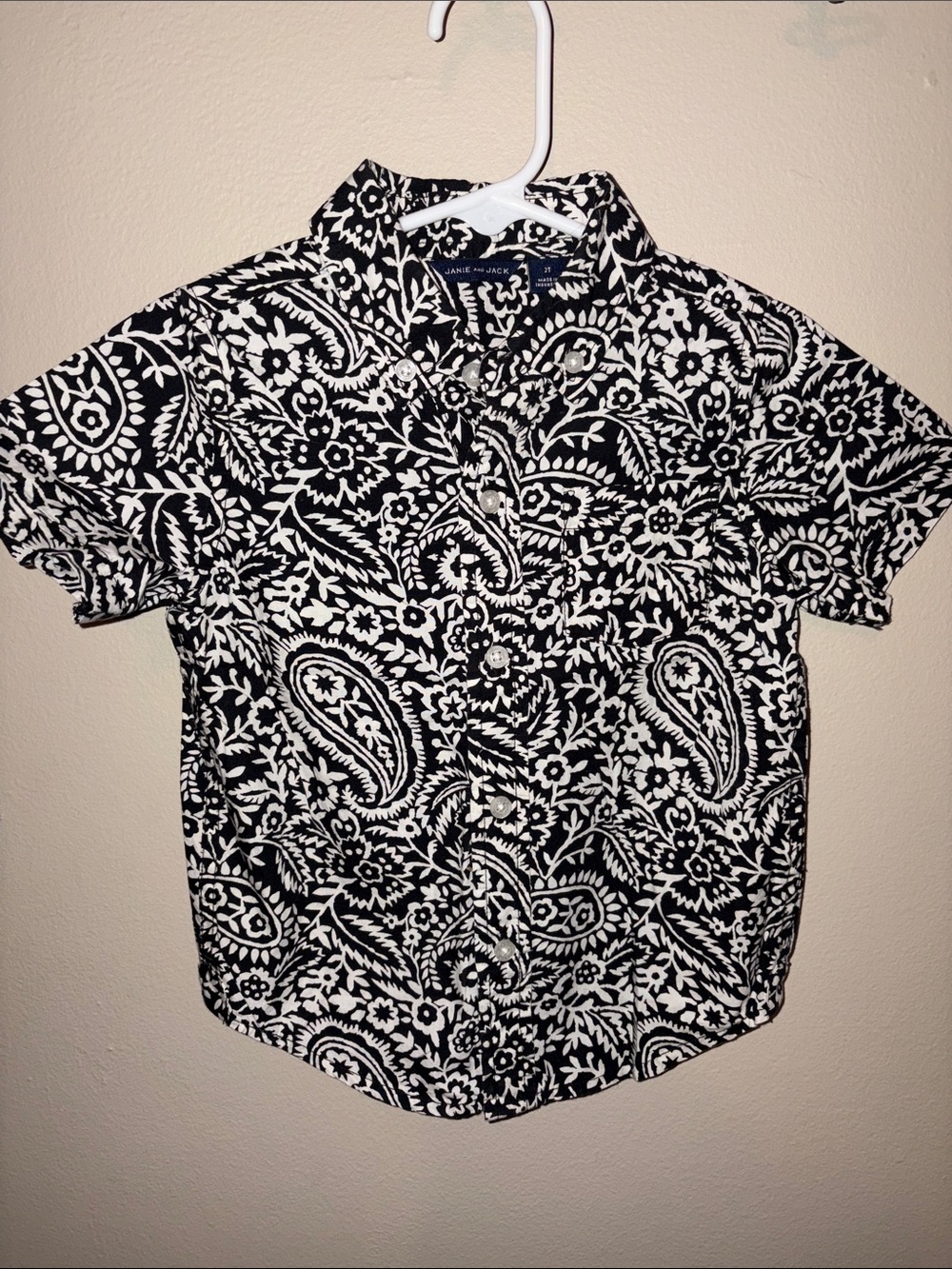 Janie and Jack Black and White Paisley Button-Down Shirt